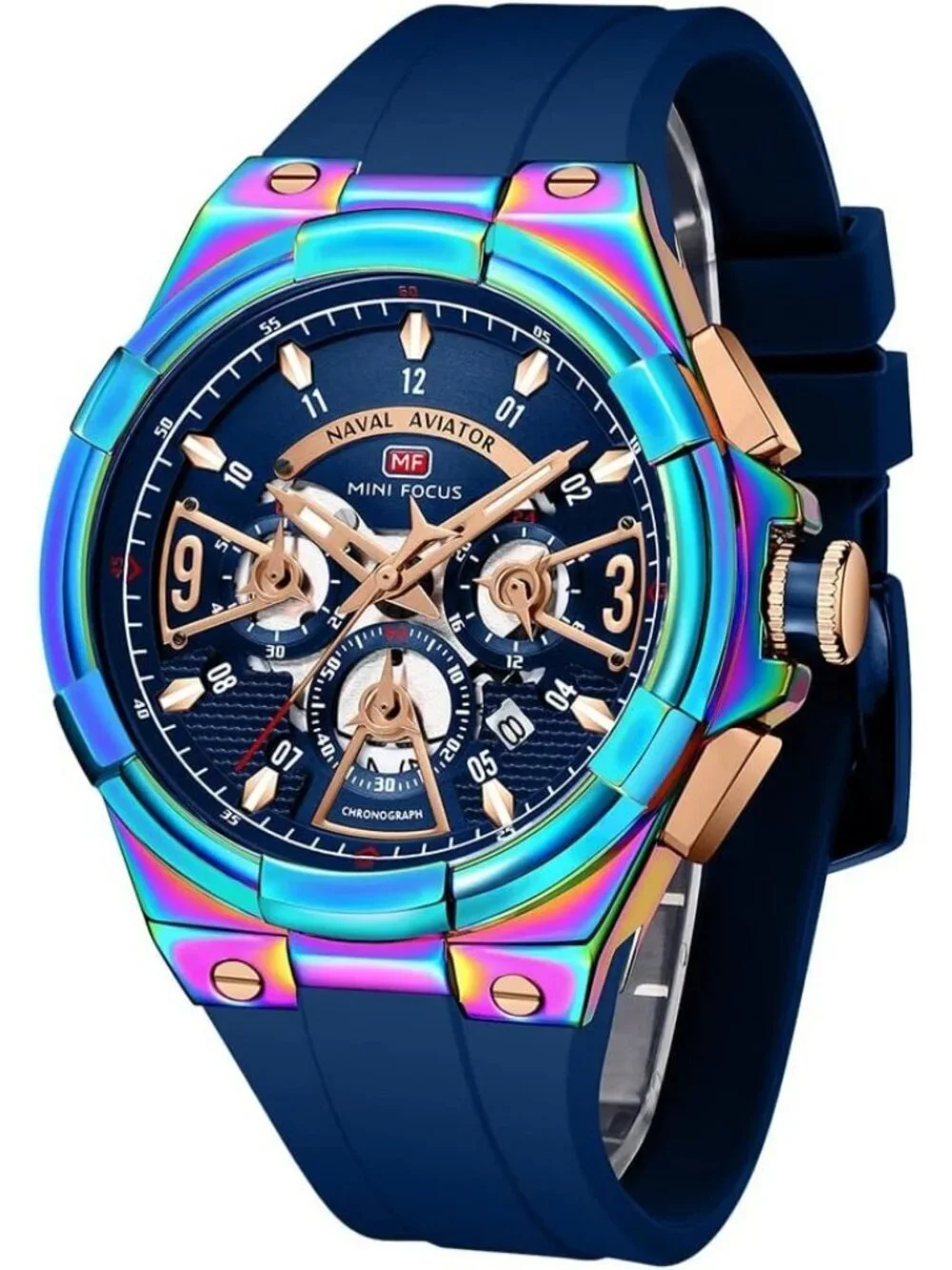 Men's Symphony Blue Analog Quartz Waterproof Chronograph Stylish Casual Watch